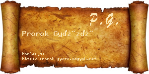 Prorok Győző névjegykártya